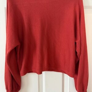 Orange Long Sleeve Cropped Sweater - Med